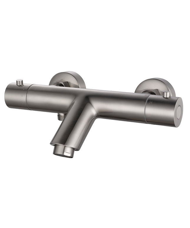 Xellanz Rio thermostatische badmengkraan 15 cm geborsteld staal | Schwertz & Co