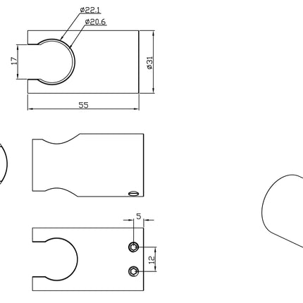 Xellanz wandhouder voor handdouche chroom - technische tekening | Schwertz & Co