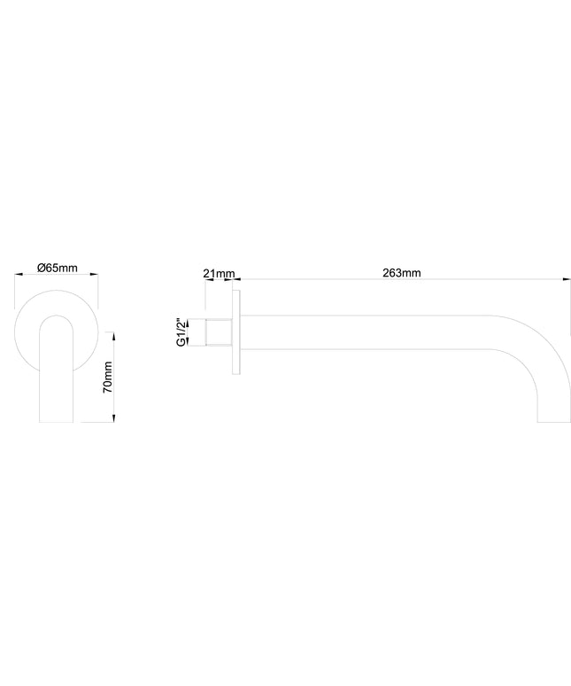Wiesbaden Caral baduitloop rond 25 cm geborsteld staal - technische tekening | Schwertz & Co