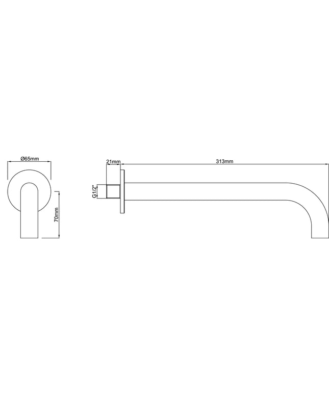 Wiesbaden Caral baduitloop rond 30 cm geborsteld staal - technische tekening | Schwertz & Co