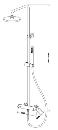 Xellanz Caralda Eco regendoucheset chroom - technische tekening | Schwertz & Co