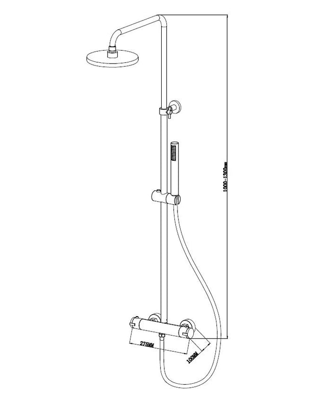Xellanz Caralda Eco regendoucheset chroom - technische tekening | Schwertz & Co