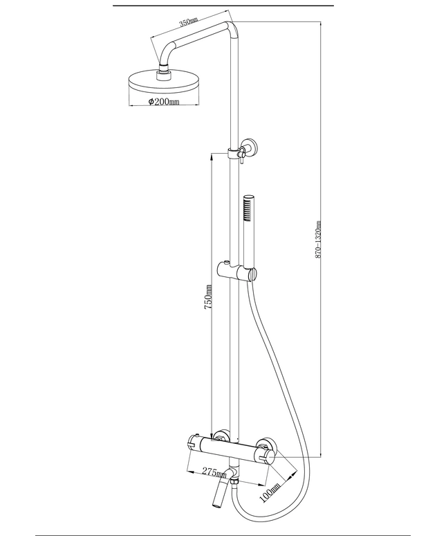 Xellanz Caralda Eco badmengkraan chroom - technische tekening | Schwertz & Co