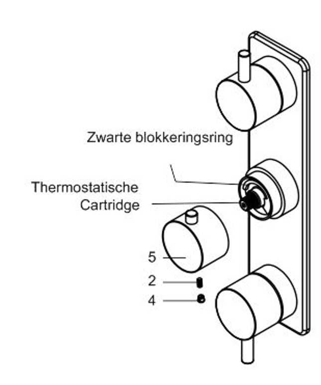 Xellanz Rivaro inbouwthermostaat 3-weg chroom - technische tekening 3 | Schwertz & Co