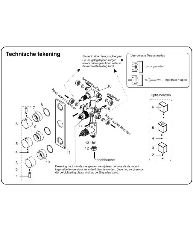 Xellanz Rivaro inbouwthermostaat 3-weg chroom - technische tekening 1 | Schwertz & Co