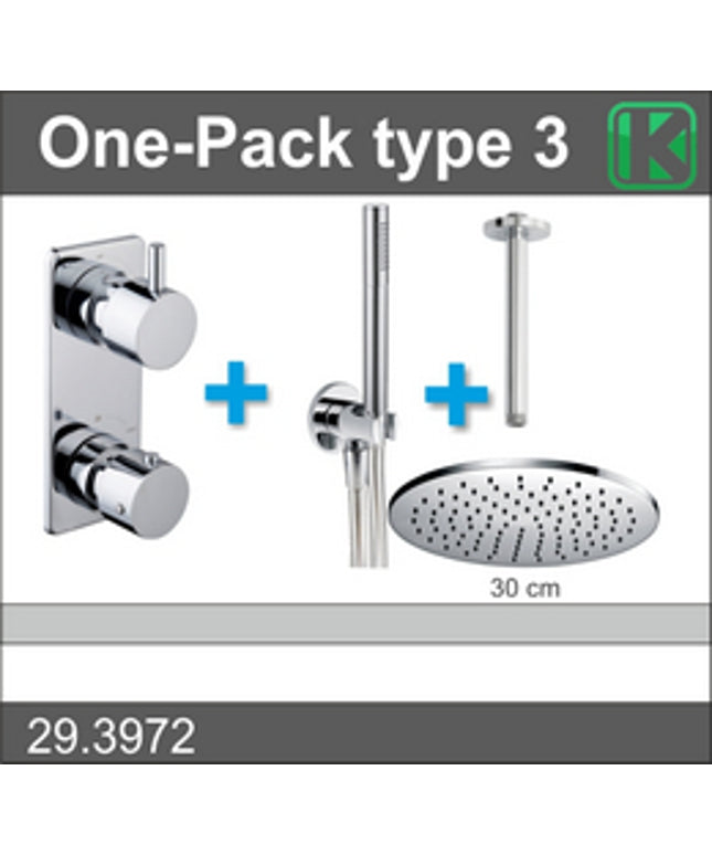 Xellanz One-Pack inbouwthermostaatset type 3 chroom met plafondarm | Schwertz & Co