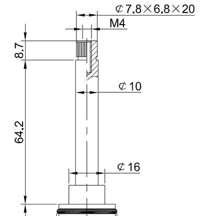 Wiesbaden Caral omstelbinnenwerk 2-wegs lang model - technische tekening | Schwertz & Co