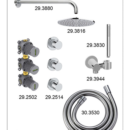 Wiesbaden Caral inbouwthermostaat 2 stopkranen 30 cm chroom - sfeerfoto | Schwertz & Co