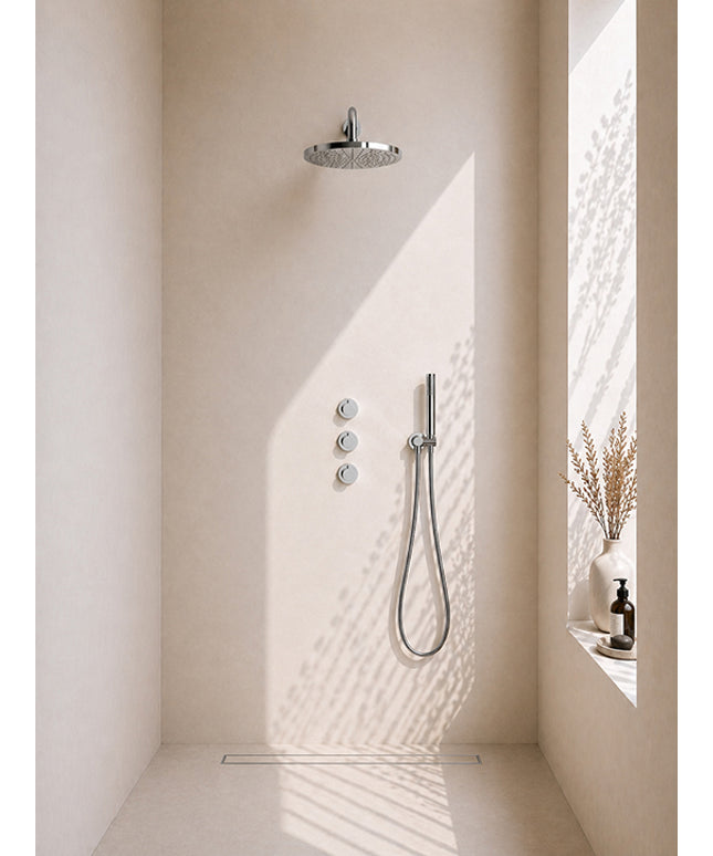 Wiesbaden Caral inbouwthermostaat 2 stopkranen 30 cm chroom | Schwertz & Co
