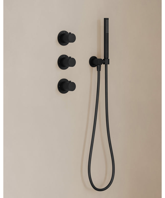 Wiesbaden Caral inbouwthermostaat hoofddouche 30 cm staafhanddouche mat zwart - afbeelding 2 | Schwertz & Co