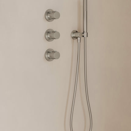 Wiesbaden Caral inbouwthermostaat hoofddouche 30 cm staafhanddouche geborsteld staal - afbeelding 2 | Schwertz & Co
