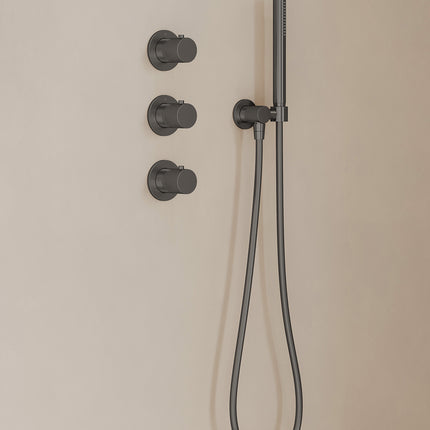 Wiesbaden Caral inbouwthermostaat hoofddouche 30 cm staafhanddouche gunmetal - afbeelding 2 | Schwertz & Co