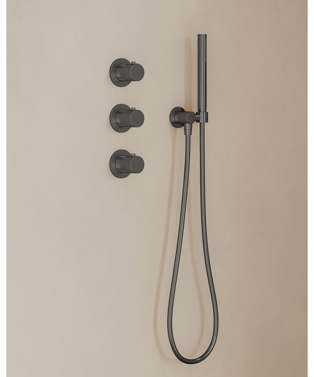 Wiesbaden Caral inbouwthermostaat hoofddouche 30 cm staafhanddouche gunmetal - afbeelding 2 | Schwertz & Co