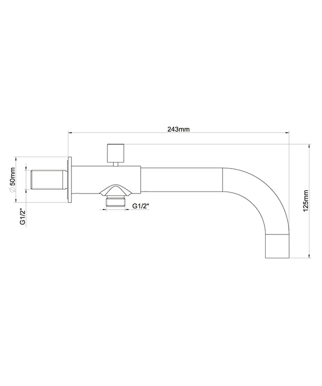 Xellanz Caral inbouw baduitloop rond 23 cm chroom - technische tekening | Schwertz & Co