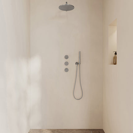 Wiesbaden Caral inbouwthermostaat hoofddouche 25 cm staafhanddouche chroom | Schwertz & Co
