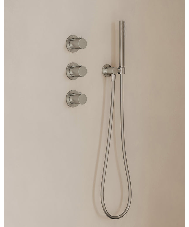 Wiesbaden Caral inbouwthermostaat hoofddouche 25 cm staafhanddouche geborsteld staal - afbeelding 2 | Schwertz & Co
