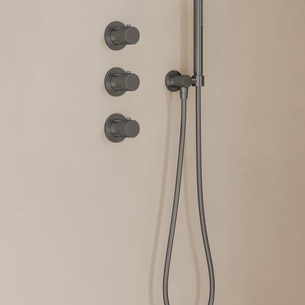 Wiesbaden Caral inbouwthermostaat hoofddouche 25 cm staafhanddouche gunmetal - afbeelding 2 | Schwertz & Co