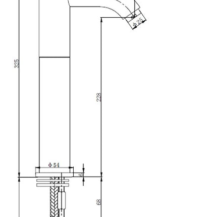 Xellanz Cimara wastafelkraan hoog chroom - technische tekening | Schwertz & Co