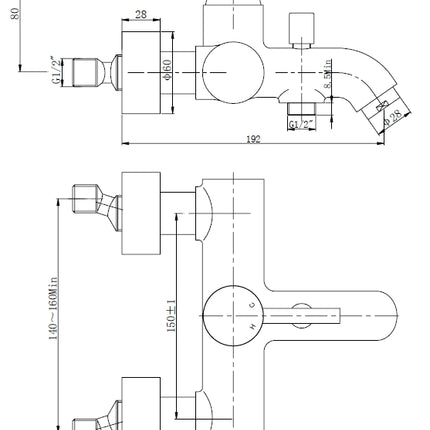 Xellanz Cimara badmengkraan met omstel chroom - technische tekening | Schwertz & Co