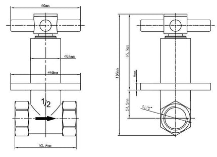 Xellanz Cross inbouw stopkraan chroom - technische tekening | Schwertz & Co