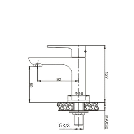 Xellanz Casma fonteinkraan chroom - technische tekening | Schwertz & Co