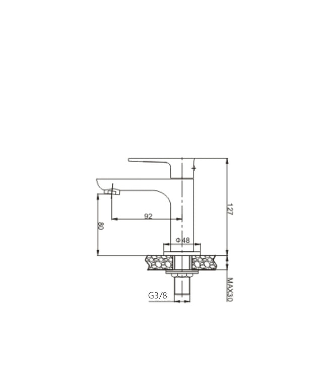 Xellanz Casma fonteinkraan chroom - technische tekening | Schwertz & Co