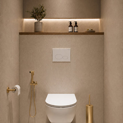 Wiesbaden Tivaro bidetset met handdouche geborsteld messing - detailfoto | Schwertz & Co