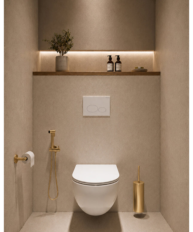 Wiesbaden Tivaro bidetset met handdouche geborsteld messing - detailfoto | Schwertz & Co