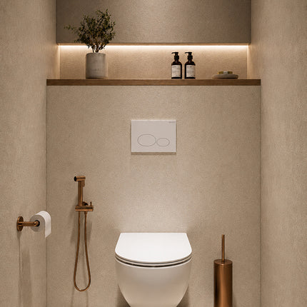 Wiesbaden Tivaro bidetset met handdouche geborsteld brons koper - detailfoto | Schwertz & Co