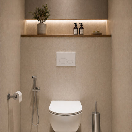 Wiesbaden 304 Tivaro bidetset met handdouche geborsteld RVS - detailfoto | Schwertz & Co