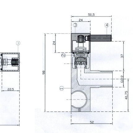 Wiesbaden 304 Tivaro bidetset met handdouche geborsteld RVS - technische tekening | Schwertz & Co