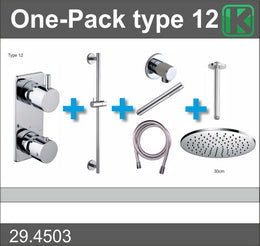 Xellanz One-Pack inbouwthermostaatset type 12 chroom met hoofddouche 30 cm | Schwertz & Co