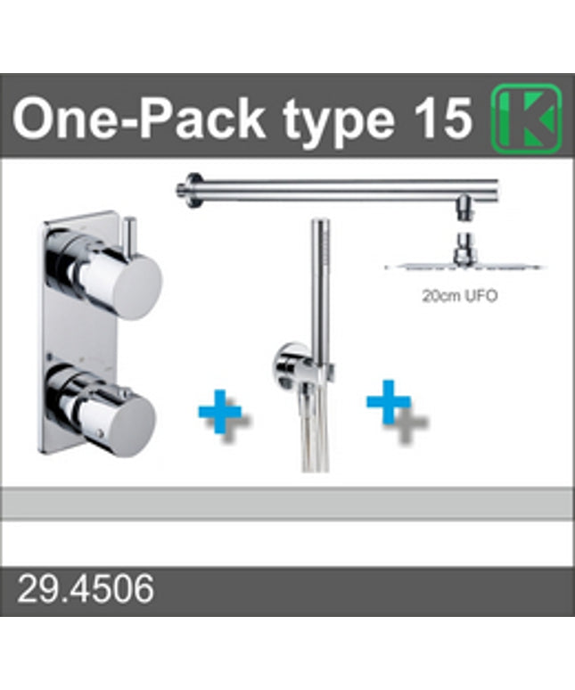 Xellanz One-Pack inbouwthermostaatset type 15 met UFO hoofddouche 20 cm | Schwertz & Co
