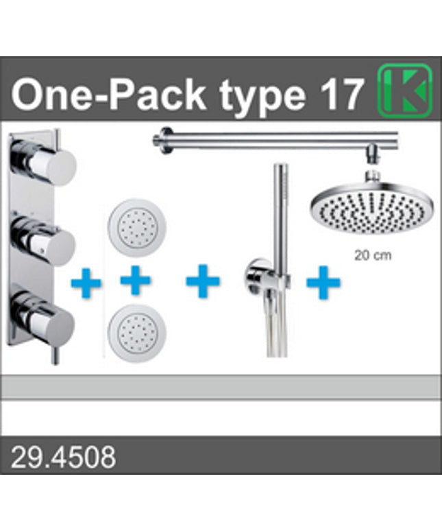 Xellanz One-Pack inbouwthermostaatset type 17 met zijdouches 20 cm | Schwertz & Co