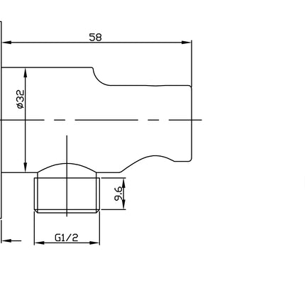 Wiesbaden UniMatch wandaansluitbocht geborsteld staal - technische tekening | Schwertz & Co