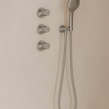 Wiesbaden Caral inbouwthermostaat hoofddouche 25 cm 3 standen handdouche geborsteld staal - afbeelding 2 | Schwertz & Co