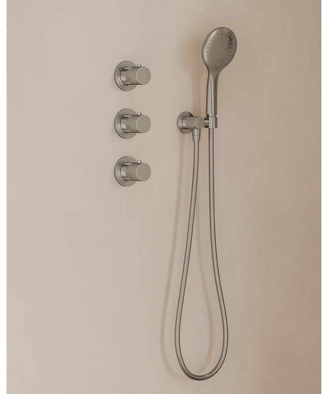 Wiesbaden Caral inbouwthermostaat hoofddouche 25 cm 3 standen handdouche geborsteld staal - afbeelding 2 | Schwertz & Co