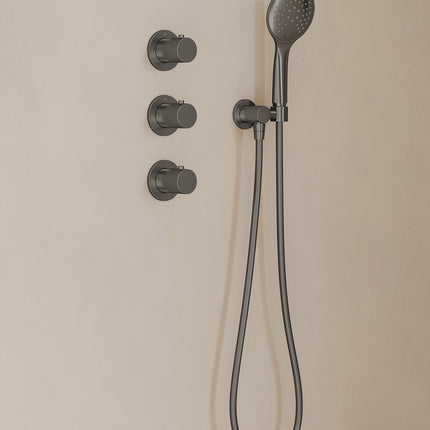 Wiesbaden Caral inbouwthermostaat hoofddouche 25 cm 3 standen handdouche gunmetal - afbeelding 2 | Schwertz & Co