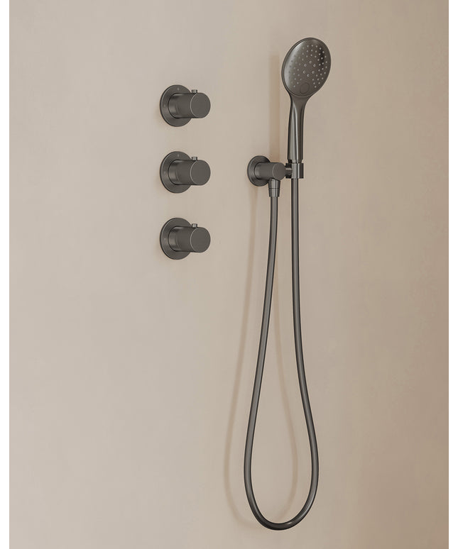 Wiesbaden Caral inbouwthermostaat hoofddouche 25 cm 3 standen handdouche gunmetal - afbeelding 2 | Schwertz & Co