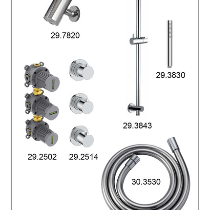 Wiesbaden Caral inbouwthermostaat beam hoofddouche staafhanddouche chroom - afbeelding 3 | Schwertz & Co