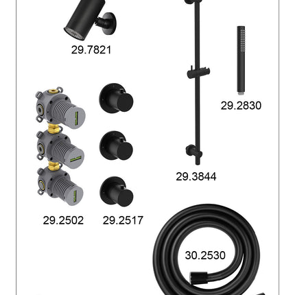Wiesbaden Caral inbouwthermostaat beam hoofddouche staafhanddouche mat zwart - afbeelding 3 | Schwertz & Co