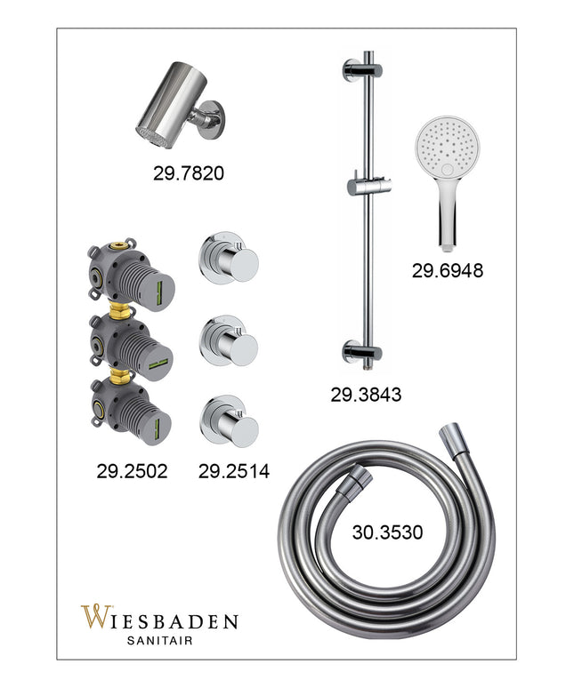 Wiesbaden Caral inbouwthermostaat beam hoofddouche 3 standen handdouche chroom - afbeelding 3 | Schwertz & Co