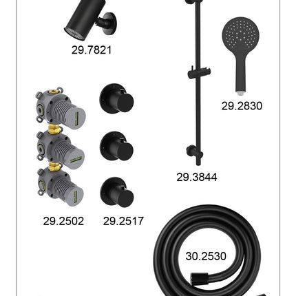 Wiesbaden Caral inbouwthermostaat beam hoofddouche 3 standen handdouche mat zwart - afbeelding 3 | Schwertz & Co