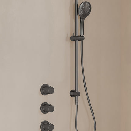 Wiesbaden Caral inbouwthermostaat beam hoofddouche 3 standen handdouche gunmetal - afbeelding 2 | Schwertz & Co
