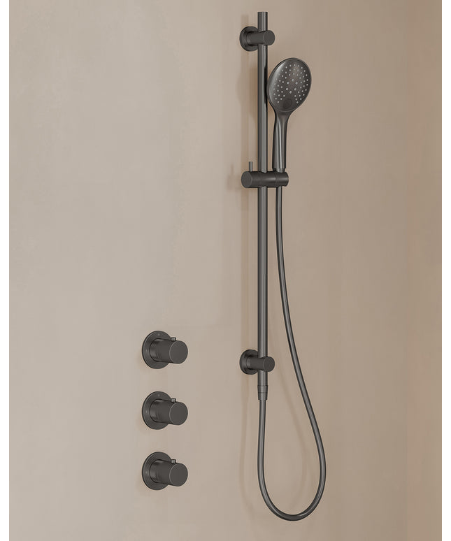 Wiesbaden Caral inbouwthermostaat beam hoofddouche 3 standen handdouche gunmetal - afbeelding 2 | Schwertz & Co