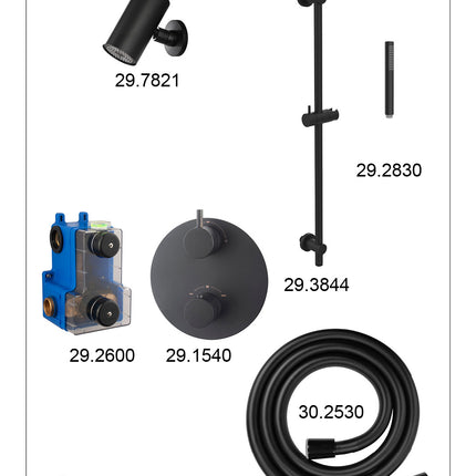 Wiesbaden Caral inbouwthermostaat beam hoofddouche staafhanddouche mat zwart - afbeelding 3 | Schwertz & Co