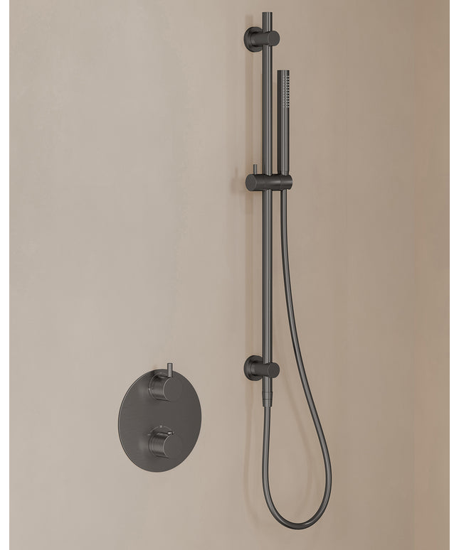 Wiesbaden Caral inbouwthermostaat beam hoofddouche staafhanddouche gunmetal - afbeelding 2 | Schwertz & Co