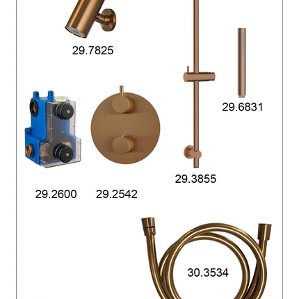 Wiesbaden Caral inbouwthermostaat beam hoofddouche staafhanddouche geborsteld brons koper - afbeelding 3 | Schwertz & Co