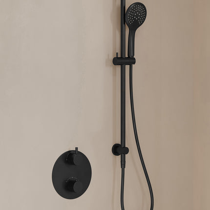Wiesbaden Caral inbouwthermostaat beam hoofddouche 3 standen handdouche mat zwart - afbeelding 2 | Schwertz & Co