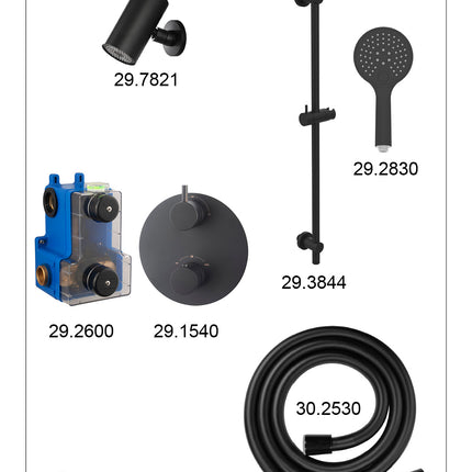 Wiesbaden Caral inbouwthermostaat beam hoofddouche 3 standen handdouche mat zwart - afbeelding 3 | Schwertz & Co